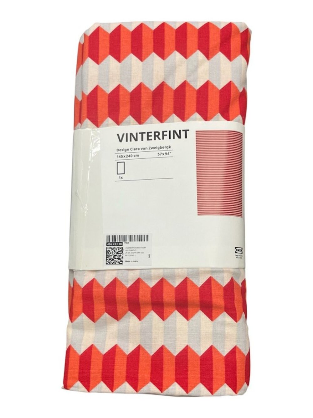 New IKEA VINTERFINT Tablecloth Striped White/Red 145x240 cm (57x94 ") 406.433.30